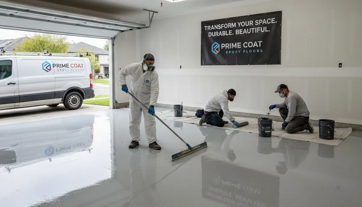 Epoxy garage floor coating in Redding, CA with durable, glossy finish by local painting contractors