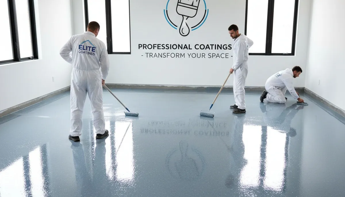 Epoxy floor coating applied in a Redding CA garage by professional house painters for durable finish