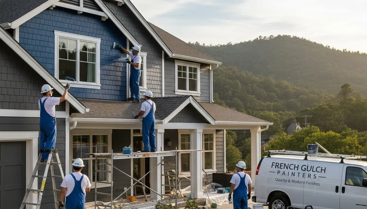 Professional house painters working on residential exterior in Redding, CA