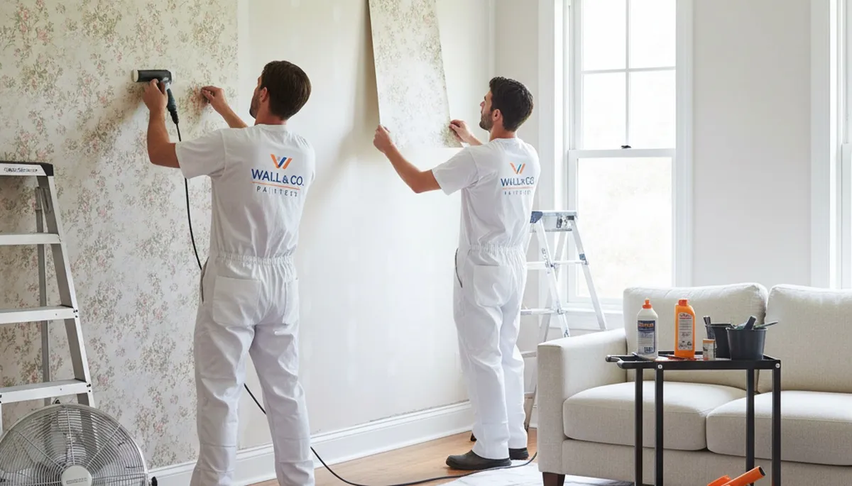 Professional wallpaper removal service in Redding, CA preparing walls for interior painting